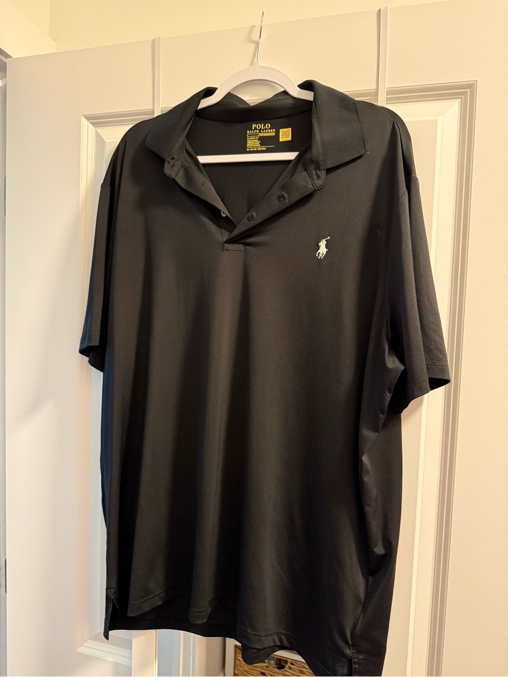 Polo by Ralph Lauren Black Short-Sleeve Performance Polo with White Pony